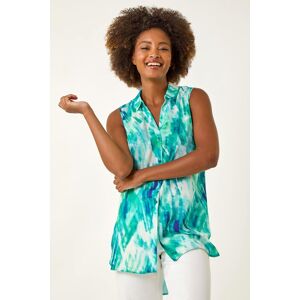 Roman Abstract Print Button Longline Blouse 12 female Roman Abstract Print Button Longline Blouse 12 female