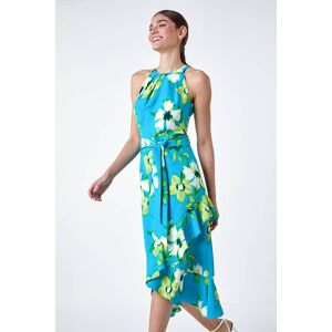 Roman Floral Print Chiffon Halterneck Midi Dress 20 female Roman Floral Print Chiffon Halterneck Midi Dress 20 female