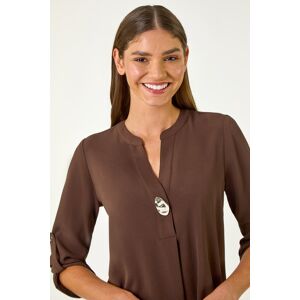 Roman Button Detail Longline Blouse 10 female Roman Button Detail Longline Blouse 10 female