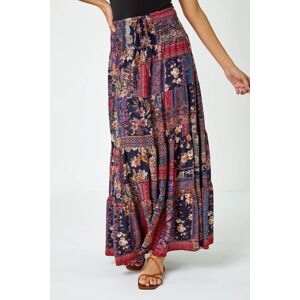Roman Boho Floral Shirred Waist Maxi Skirt 18 female Roman Boho Floral Shirred Waist Maxi Skirt 18 female