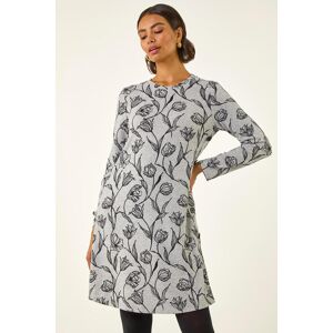 Roman Floral Print Side Button Stretch Dress 18 female Roman Floral Print Side Button Stretch Dress 18 female