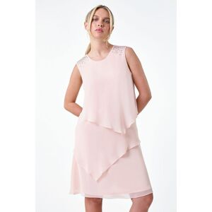 Roman Petite Embellished Tiered Shift Dress 14 female Roman Petite Embellished Tiered Shift Dress 14 female