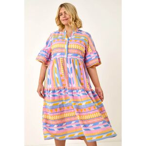 Roman Curve Stripe Print Boho Tiered Dress 22-24 female Roman Curve Stripe Print Boho Tiered Dress 22-24 female