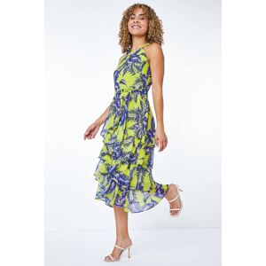 Roman Petite Tiered Tropical Print Midi Dress 16 female Roman Petite Tiered Tropical Print Midi Dress 16 female