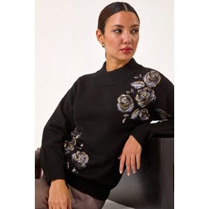 Roman Floral Sequin Knit Jumper 14 female Roman Floral Sequin Knit Jumper 14 female