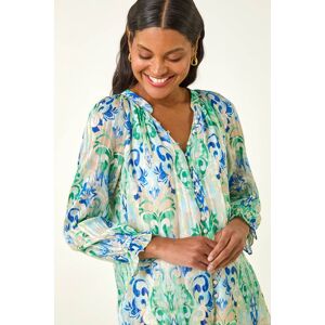 Roman Printed Metallic Button Blouse 18 female Roman Printed Metallic Button Blouse 18 female