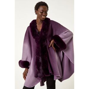 Roman Dip Dye Faux Fur Trim Cape one size female Roman Dip Dye Faux Fur Trim Cape one size female