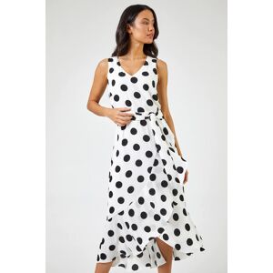 Roman Spot Frill Hem Asymmetric Midi Wrap Dress 14 female Roman Spot Frill Hem Asymmetric Midi Wrap Dress 14 female