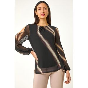 Roman Stripe Print Mesh Overlay Top 20 female Roman Stripe Print Mesh Overlay Top 20 female