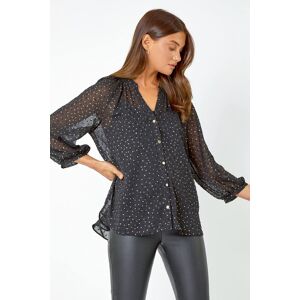 Roman Metallic Spot Print Chiffon Blouse 10 female Roman Metallic Spot Print Chiffon Blouse 10 female