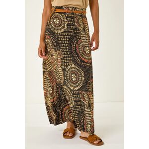 Roman Abstract Print Belted A-Line Skirt 20 female Roman Abstract Print Belted A-Line Skirt 20 female