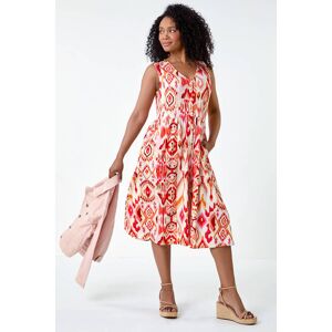 Roman Petite Aztec Button Stretch Midi Dress 14 female Roman Petite Aztec Button Stretch Midi Dress 14 female