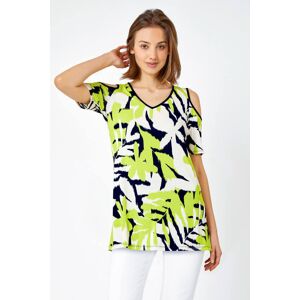 Roman Leaf Print V-Neck Cold Shoulder Top 10 female Roman Leaf Print V-Neck Cold Shoulder Top 10 female