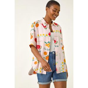 Roman Fruit Print Collared Shirt 16 female Roman Fruit Print Collared Shirt 16 female