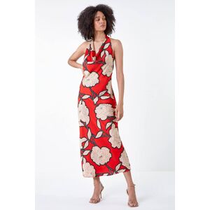 Roman Floral Print Satin Bias Cut Bodycon Dress 12 female Roman Floral Print Satin Bias Cut Bodycon Dress 12 female
