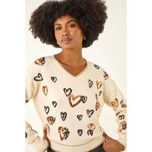 Roman Sparkly Heart V-Neck Knit Jumper 14 female Roman Sparkly Heart V-Neck Knit Jumper 14 female