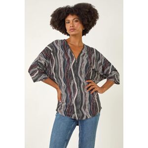 Roman Abstract Print Zip Front Stretch Top 16 female Roman Abstract Print Zip Front Stretch Top 16 female