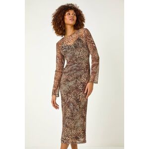 Roman Leopard Mesh Maxi Stretch Dress 14 female Roman Leopard Mesh Maxi Stretch Dress 14 female