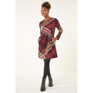 Roman Check Print Swing Pocket Dress 18 female Roman Check Print Swing Pocket Dress 18 female