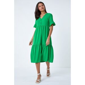 Roman Textured Spot Frill Tiered Midi Dress 14 female Roman Textured Spot Frill Tiered Midi Dress 14 female