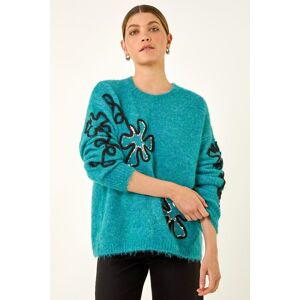 Roman Sparkly Floral Knit Jumper one size female Roman Sparkly Floral Knit Jumper one size female