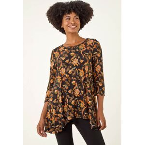 Roman Floral Print Hanky Hem Stretch Top 12 female Roman Floral Print Hanky Hem Stretch Top 12 female