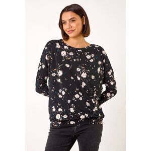 Roman Floral Print Drop Shoulder Stretch Top 16 female Roman Floral Print Drop Shoulder Stretch Top 16 female