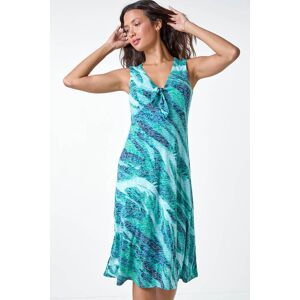 Roman Burnout Abstract Knot Front Stretch Dress 10 female Roman Burnout Abstract Knot Front Stretch Dress 10 female