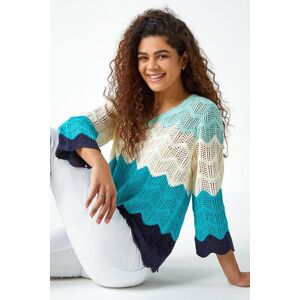 Roman Colour Block Crochet Knit Jumper 14 female Roman Colour Block Crochet Knit Jumper 14 female