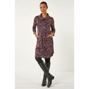 Roman Abstract Cowl Tab Detail Dress 16 female Roman Abstract Cowl Tab Detail Dress 16 female