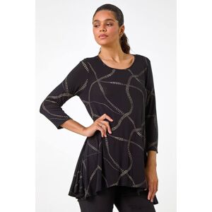 Roman Abstract Print Hanky Hem Stretch Top 10 female Roman Abstract Print Hanky Hem Stretch Top 10 female