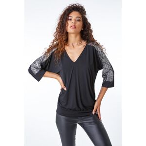 Roman Sequin Trim Stretch Jersey Top 10 female Roman Sequin Trim Stretch Jersey Top 10 female