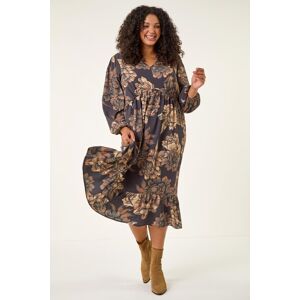 Roman Curve Floral Print Midi Dress 26-28 female Roman Curve Floral Print Midi Dress 26-28 female