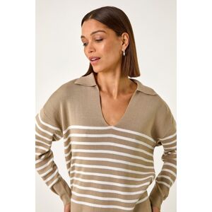 Roman Horizontal Stripe Collared Knit Jumper 12 female Roman Horizontal Stripe Collared Knit Jumper 12 female