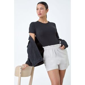 Roman Linen Blend Elastic Waist Pocket Shorts 20 female Roman Linen Blend Elastic Waist Pocket Shorts 20 female