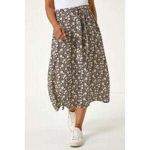 Roman Petite Ditsy Print Tie Waist Midi Skirt 14 female Roman Petite Ditsy Print Tie Waist Midi Skirt 14 female