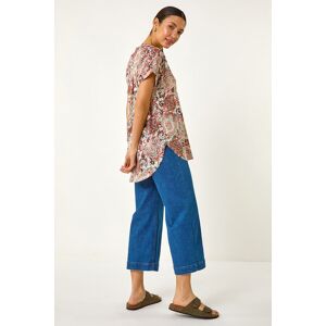 Roman Paisley Print V-Neck Top 12 female Roman Paisley Print V-Neck Top 12 female