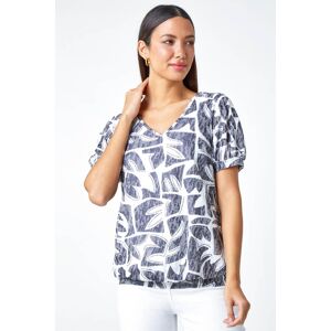 Roman Abstract Burnout V-Neck Blouson Stretch Top 10 female Roman Abstract Burnout V-Neck Blouson Stretch Top 10 female