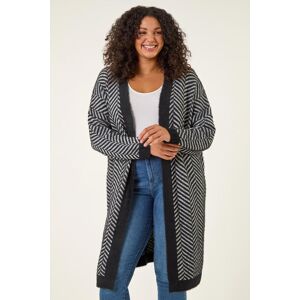 Roman Curve Chevron Fluffy Knit Cardigan 26-28 female Roman Curve Chevron Fluffy Knit Cardigan 26-28 female