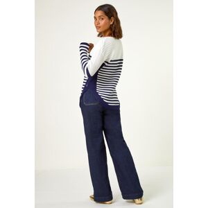 Roman Stripe Zip Front Ribbed Knit Jumper 10 female Roman Stripe Zip Front Ribbed Knit Jumper 10 female