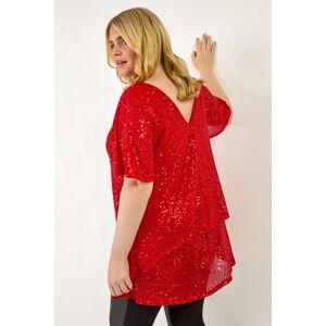 Roman Curve Sequin Overlay Flute Sleeve Top 20 female Roman Curve Sequin Overlay Flute Sleeve Top 20 female