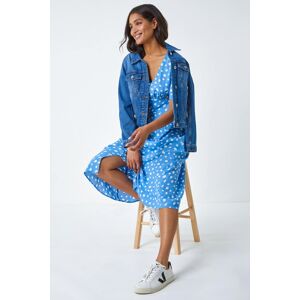 Roman Polka Dot Ruched Sleeve Midi Dress 10 female Roman Polka Dot Ruched Sleeve Midi Dress 10 female