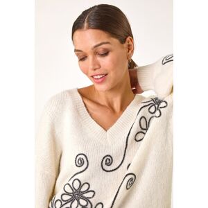 Roman Contrast Swirl Floral Knit Jumper S female Roman Contrast Swirl Floral Knit Jumper S female