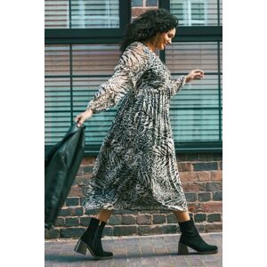 Roman Curve Animal Print Frill Midi Dress 30-32 female Roman Curve Animal Print Frill Midi Dress 30-32 female