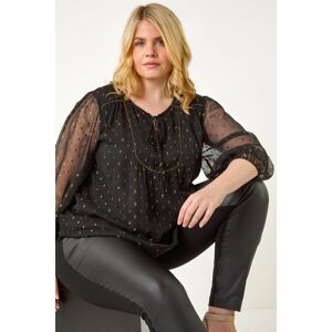 Roman Curve Tie Neck Metallic Top 22-24 female Roman Curve Tie Neck Metallic Top 22-24 female
