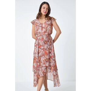 Roman Snake Print Asymmetric Tiered Midi Dress 12 female Roman Snake Print Asymmetric Tiered Midi Dress 12 female