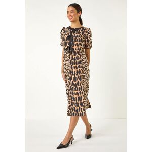 Roman Animal Print Tie Detail Midi Dress 20 female Roman Animal Print Tie Detail Midi Dress 20 female