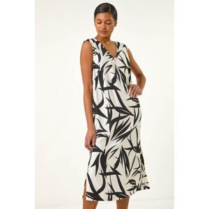 Roman Leaf Print Zip Front Midi Dress 20 female Roman Leaf Print Zip Front Midi Dress 20 female