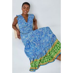 Roman Paisley Frilled Border Print Maxi Dress 12 female Roman Paisley Frilled Border Print Maxi Dress 12 female