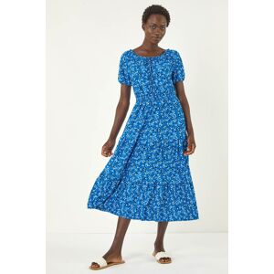 Roman Ditsy Print Frill Stretch Midi Dress 18 female Roman Ditsy Print Frill Stretch Midi Dress 18 female